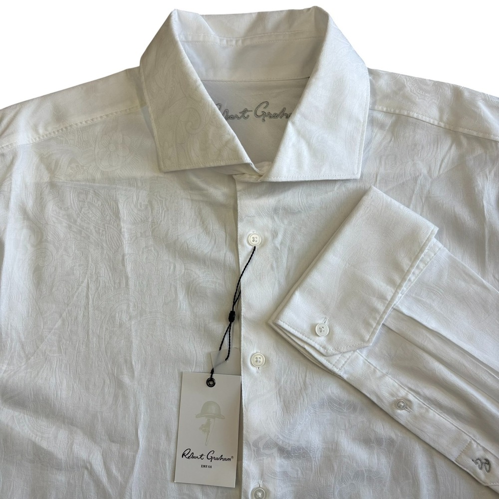 Robert‎ Graham Waycross French Cuff Dress Shirt Mens 3XL White Paisley NEW $198